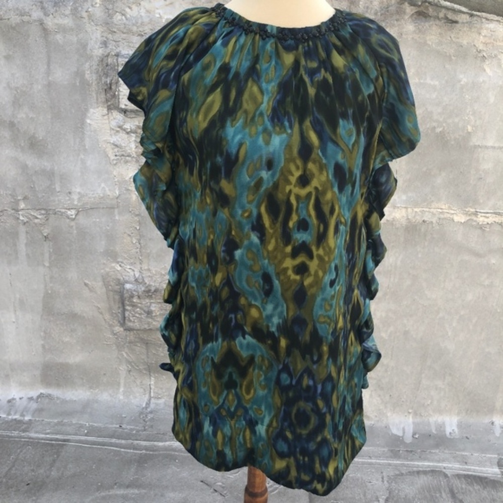 Silky Loose Multicolor Party Dress Small